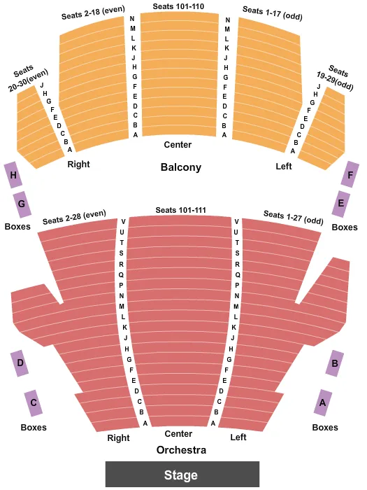 GRAND OPERA HOUSE MACON END STAGE Seating Map Seating Chart