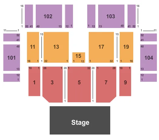  END STAGE Seating Map Seating Chart