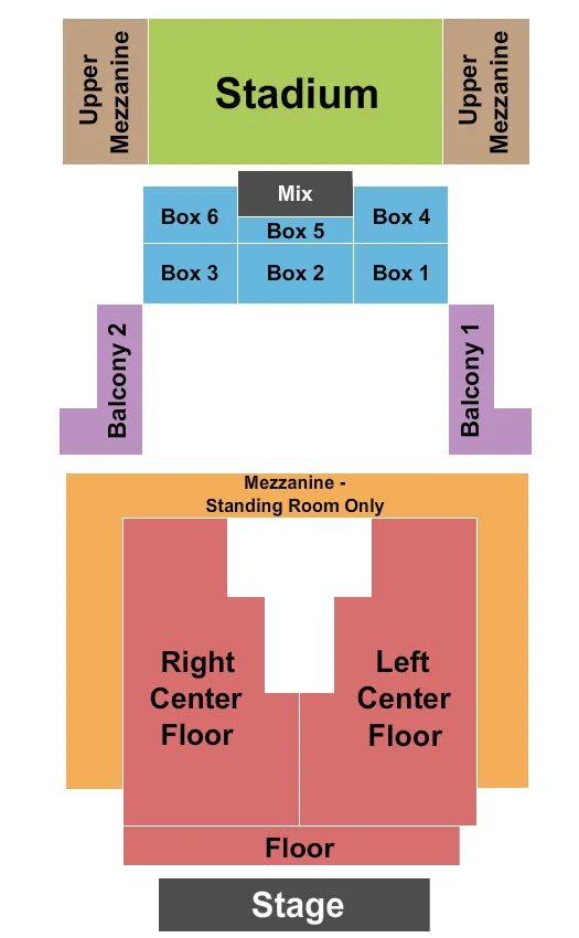 CITIZENS HOUSE OF BLUES BOSTON ENDSTAGE FLOOR FRONT Seating Map Seating Chart