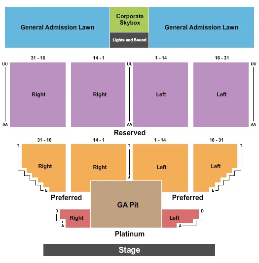  END STAGE PIT Seating Map Seating Chart