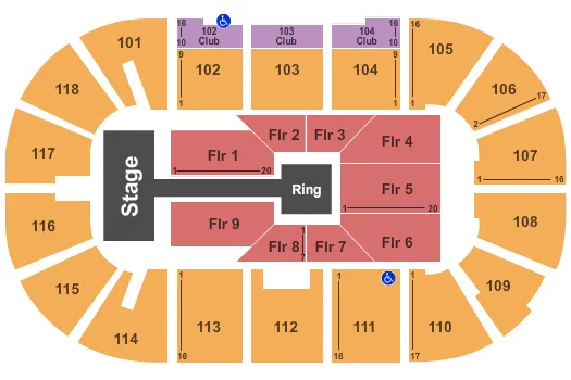  WWE LIVE Seating Map Seating Chart