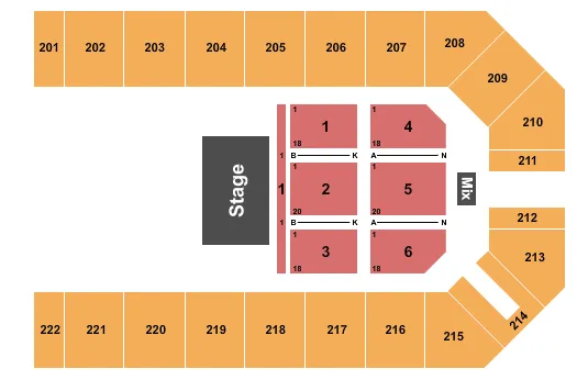 KANSAS STAR EVENT CENTER ARENA HALF HOUSE 2 Seating Map Seating Chart
