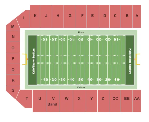 KELLY SHORTS STADIUM FOOTBALL Seating Map Seating Chart