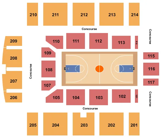 KRESS EVENTS CENTER NATATORIUM BASKETBALL Seating Map Seating Chart