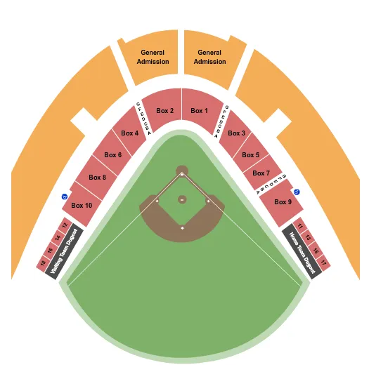 L DALE MITCHELL PARK BASEBALL 2020 Seating Map Seating Chart