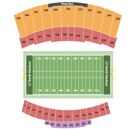 HOUCHENS INDUSTRIES LT SMITH STADIUM LT SMITH STADIUM FOOTBALL Seating Map Seating Chart