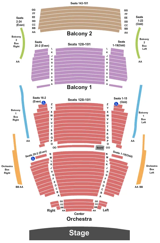 LIED CENTER KS END STAGE Seating Map Seating Chart