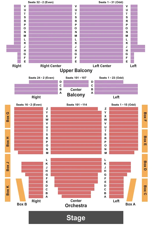 LINCOLN THEATRE DC END STAGE Seating Map Seating Chart