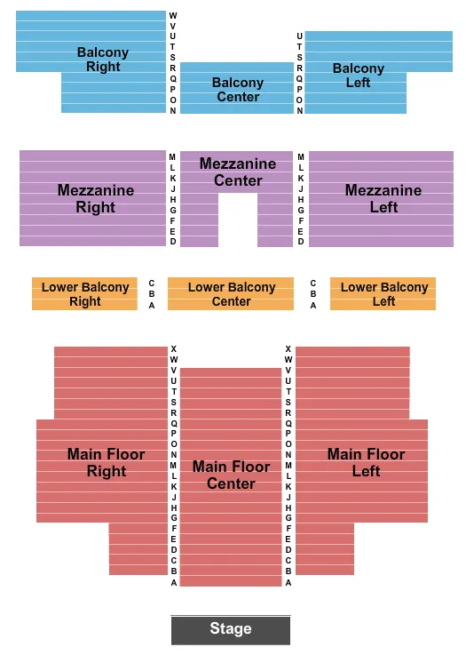 THE LONG CENTER FOR THE PERFORMING ARTS IN END STAGE Seating Map Seating Chart