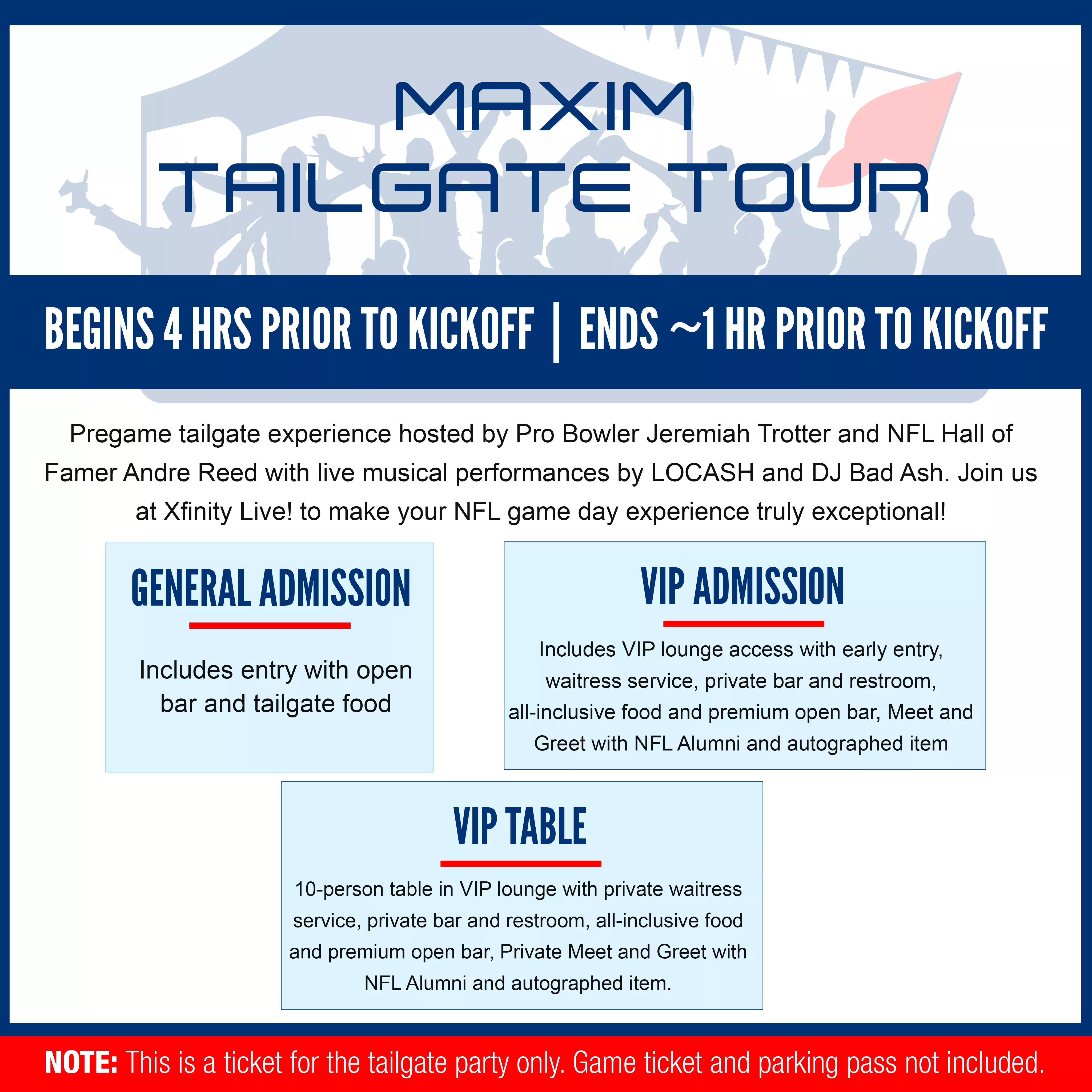 STATESIDE LIVE TAILGATE Seating Map Seating Chart