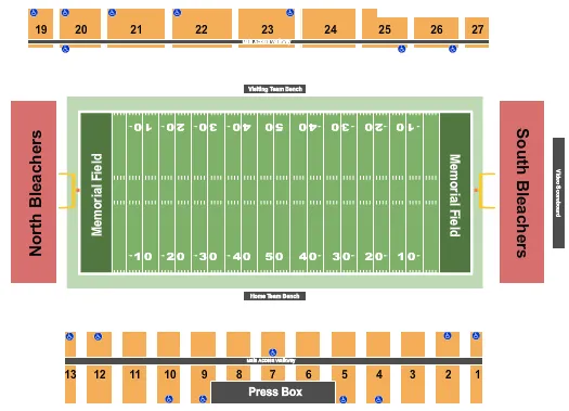 MEMORIAL FIELD HANOVER FOOTBALL Seating Map Seating Chart