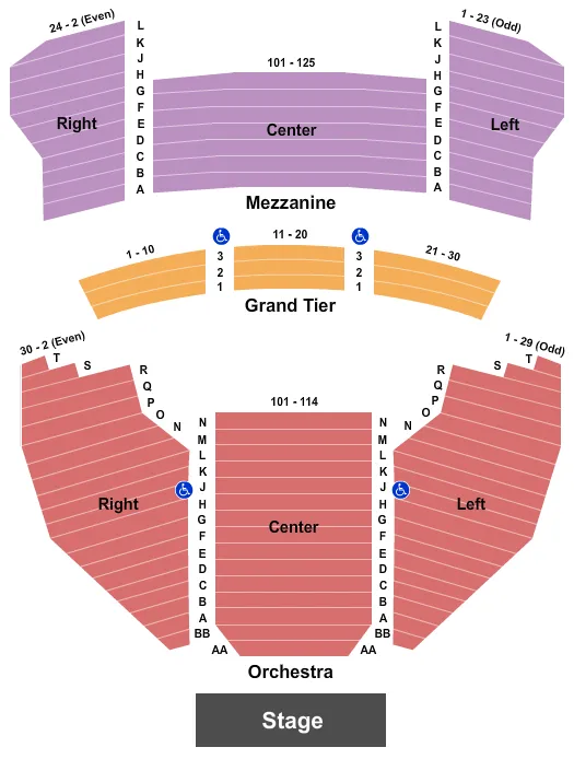 MEYER THEATRE WI END STAGE Seating Map Seating Chart