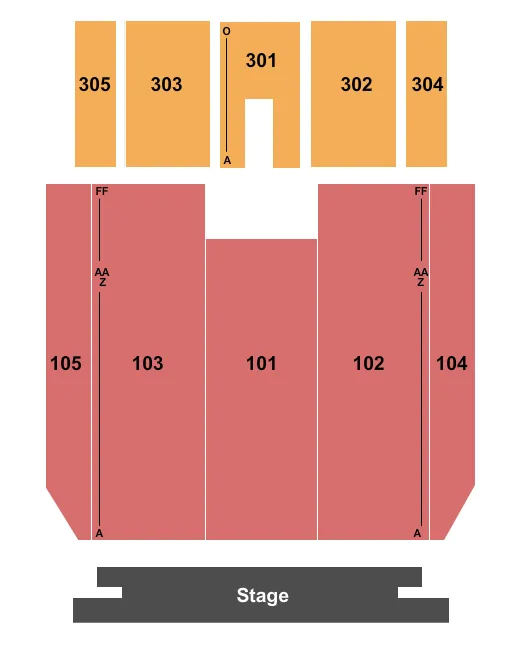 MAJED J NESHEIWAT CONVENTION CENTER END STAGE Seating Map Seating Chart