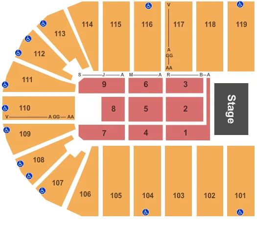ORLEANS ARENA THE ORLEANS HOTEL ENDSTAGE 2 Seating Map Seating Chart
