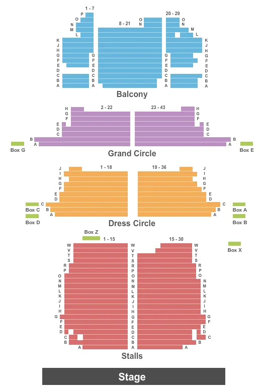 PALACE THEATRE LONDON END STAGE Seating Map Seating Chart