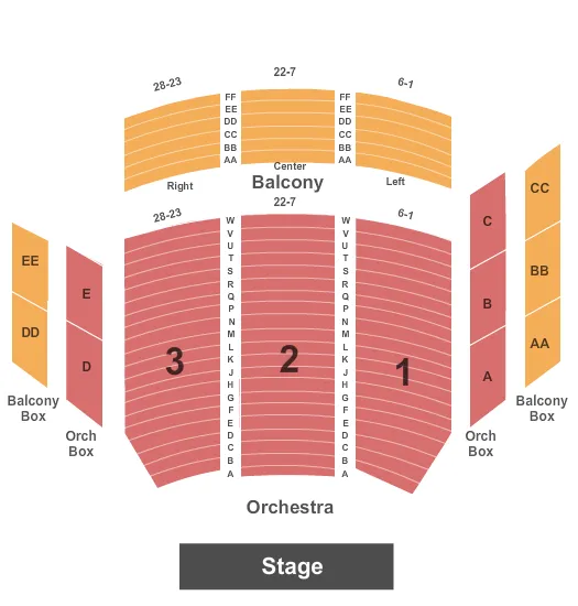 FIRSTONTARIO PERFORMING ARTS CENTRE PARTRIDGE HALL ENDSTAGE Seating Map Seating Chart