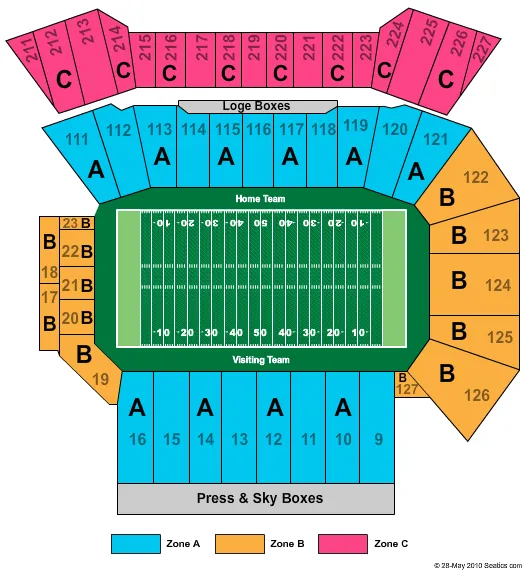  FOOTBALL ZONE Seating Map Seating Chart