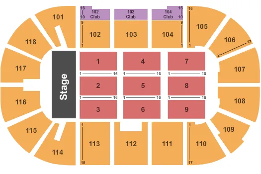  END STAGE Seating Map Seating Chart