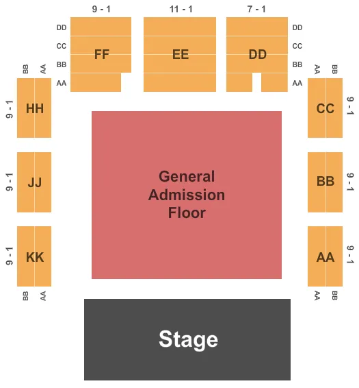  END STAGE Seating Map Seating Chart