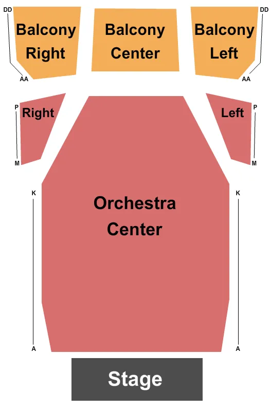 ROYAL GEORGE THEATRE ONTARIO END STAGE Seating Map Seating Chart