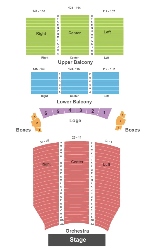 ROYAL THEATRE BC END STAGE Seating Map Seating Chart