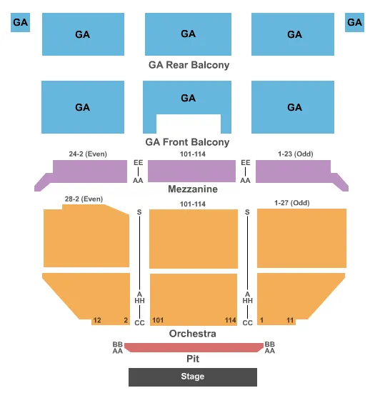  ENDSTAGE GA BALCONY Seating Map Seating Chart