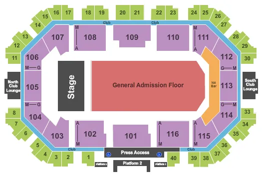  END STAGE GA Seating Map Seating Chart