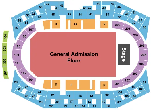 SCHLEYER HALLE END STAGE Seating Map Seating Chart