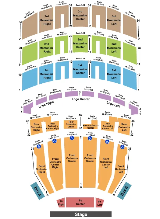 SHRINE AUDITORIUM LOS ANGELES ENDSTAGE 2 Seating Map Seating Chart