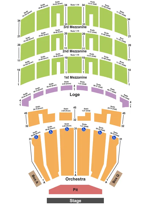 SHRINE AUDITORIUM LOS ANGELES END STAGE Seating Map Seating Chart