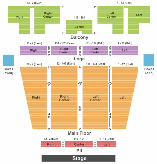  END STAGE Seating Map Seating Chart