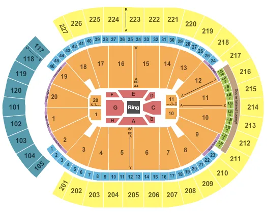 T MOBILE ARENA BOXING Seating Map Seating Chart