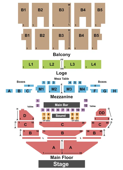 THE FILLMORE DETROIT END STAGE Seating Map Seating Chart