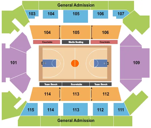 THE MCGUIRK ARENA AT JOHN G KULHAVI EVENTS CENTER BASKETBALL Seating Map Seating Chart