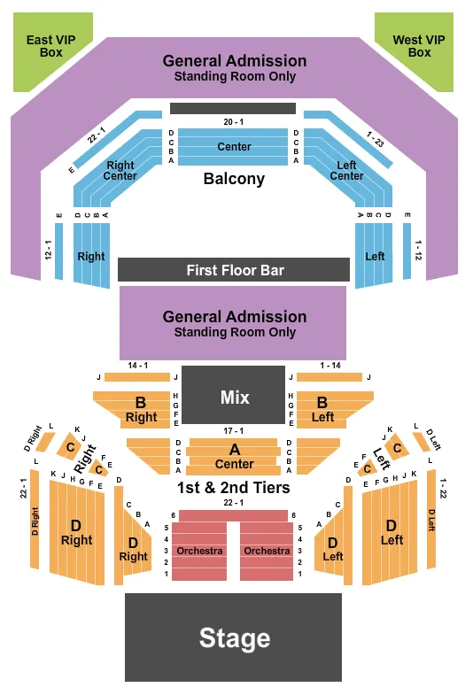  END STAGE Seating Map Seating Chart