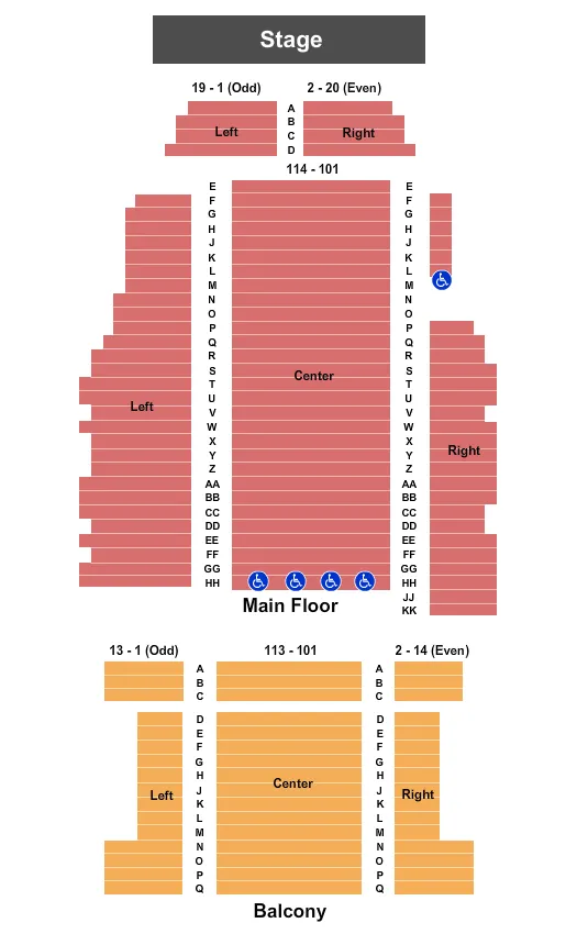 THE RITZ THEATRE OH ENDSTAGE 2 Seating Map Seating Chart