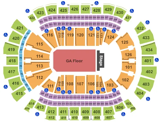 TOYOTA CENTER TX ENDSTAGE W GA FLOOR Seating Map Seating Chart