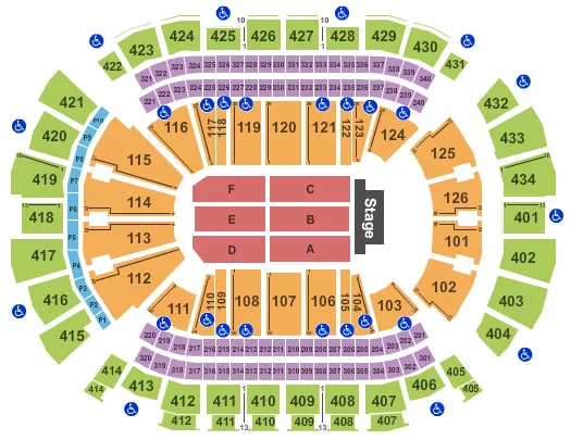 TOYOTA CENTER TX END STAGE Seating Map Seating Chart