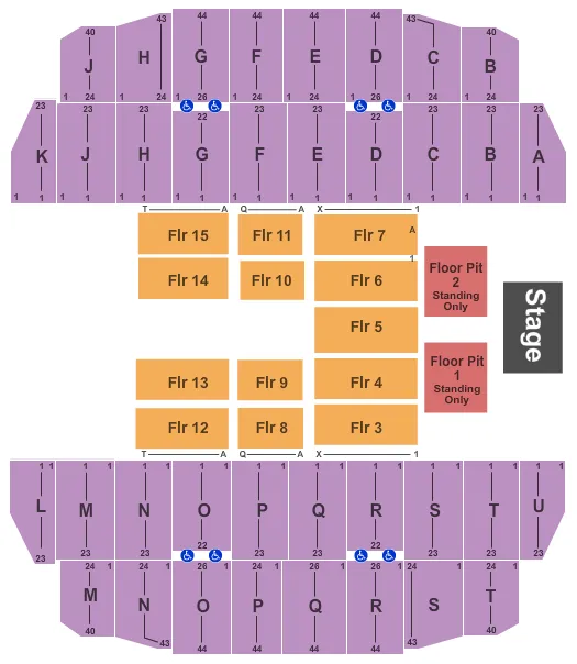 UNI DOME FLORIDA GEORGIA LINE Seating Map Seating Chart