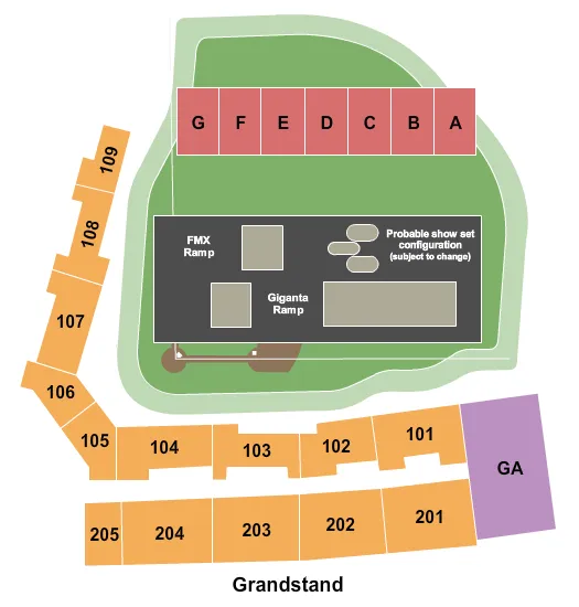 WARNER PARK WI NITRO CIRCUS Seating Map Seating Chart