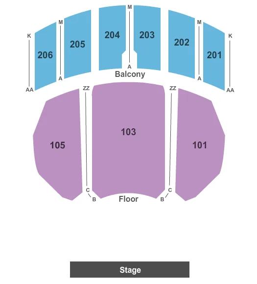 WARNER THEATRE PA END STAGE Seating Map Seating Chart