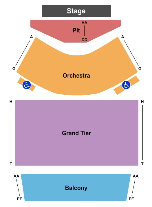 ZOELLNER ARTS CENTER BAKER HALL ENDSTAGE Seating Map Seating Chart
