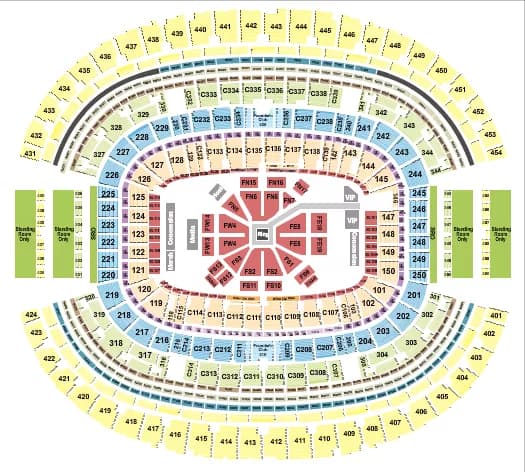 ATT STADIUM BOXING ROWS Seating Map Seating Chart