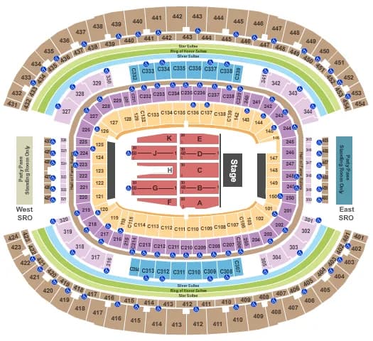 ATT STADIUM END STAGE Seating Map Seating Chart