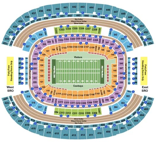 ATT STADIUM FOOTBALL Seating Map Seating Chart