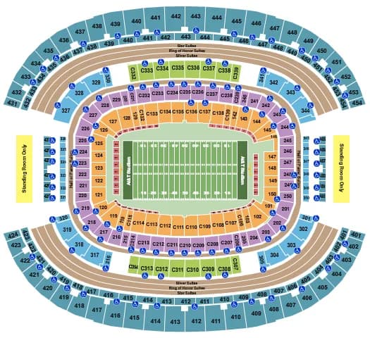 ATT STADIUM FOOTBALL 2 Seating Map Seating Chart