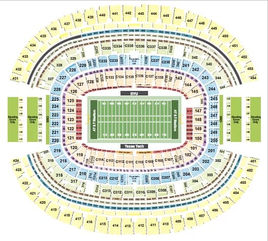 ATT STADIUM FOOTBALL RW BIG 12 CHAMPIONSHIPS Seating Map Seating Chart