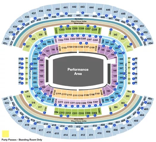 ATT STADIUM OPEN FLOOR Seating Map Seating Chart