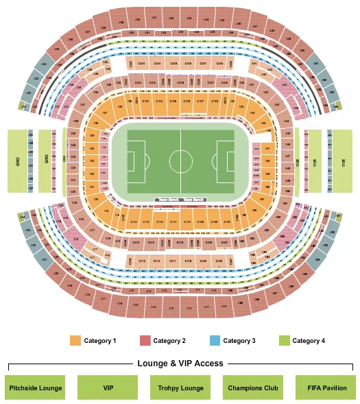 ATT STADIUM SOCCER WC CATEGORY Seating Map Seating Chart