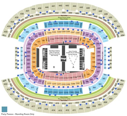 ATT STADIUM RODEO Seating Map Seating Chart